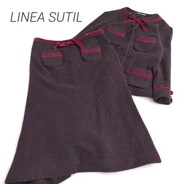 LINEA SUTIL 벨로아 리본 울 혼방 레트로 셋업 귀여운