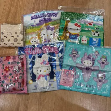 지역 한정 키티 초기 홋카이도 타월 손수건 4개 에코백 2개