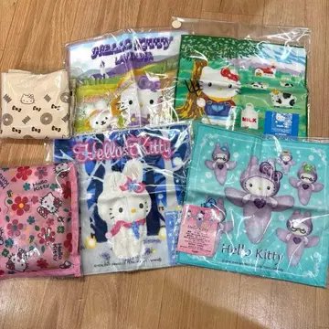 지역 한정 키티 초기 홋카이도 타월 손수건 4개 에코백 2개