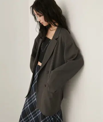 Aunt Marie's 백 슬릿 더블 버튼 테일러드 자켓