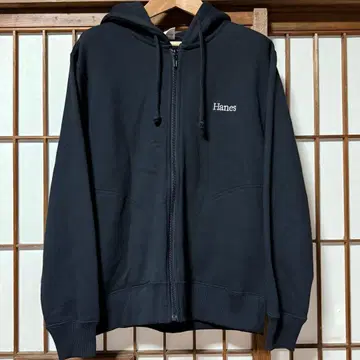 Hanes 지퍼 후드티 블랙 무지 M