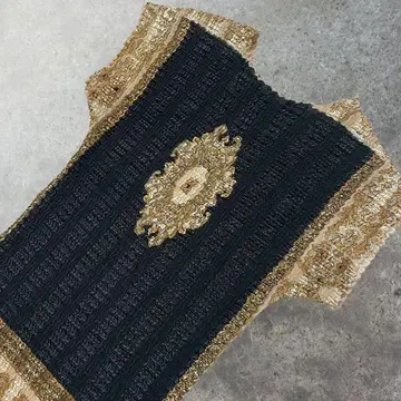 상의 반팔 튜닉 블랙 골드 한국제 빈티지