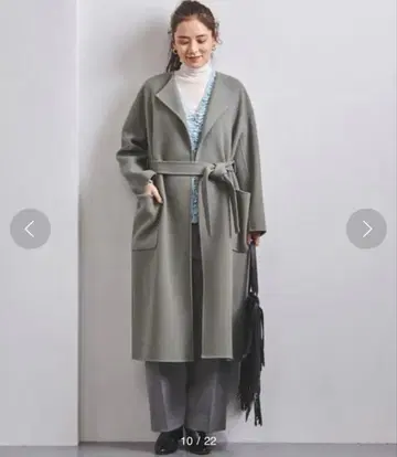 유나이티드 애로우즈 UGC W 더블 페이스 노카라 코트