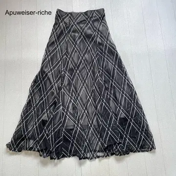 Apuweiser-riche 몰 체크 바닥 플레어 스커트 2