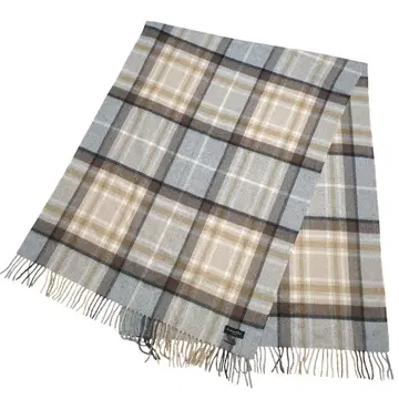 [새상품급] 조슈아 에리스 대형 스톨 내추럴 체크 머플러 캐시미어