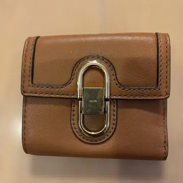 브라운 가죽 3단 폴더형 지갑