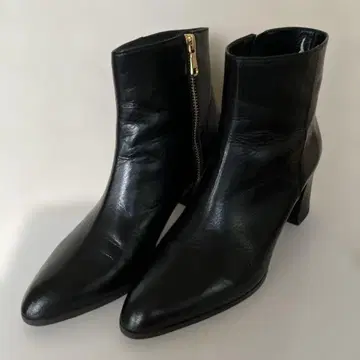 블랙 가죽 스틸레토 부츠