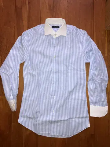 아자부 테일러 스트라이프 클레릭 셔츠 화이트 라이트 블루 S