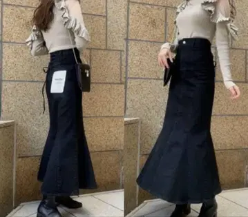 snidel Healthy DENIM 하이웨스트 레이스업 스커트