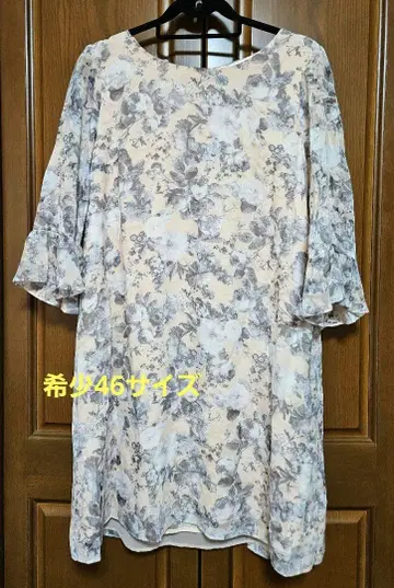 로즈 티아라 꽃무늬 쉬폰 무릎 기장 원피스 빅 사이즈