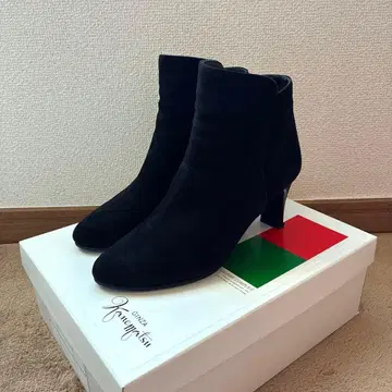 긴자 카네마츠 미스 슬렌더 스웨이드 숏부츠 블랙 22 1/2