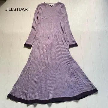JILLSTUART 바이컬러 리브 니트 원피스 스모키 퍼플 2