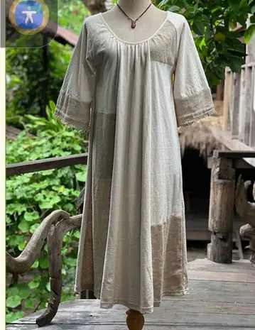 payaka asana 패치워크 디자인 반팔 원피스