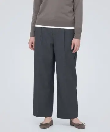 차콜 그레이 XL / 새상품 속기모 턱 와이드 팬츠