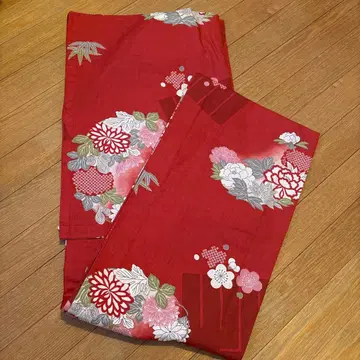 부쇼안 BUSHOUAN 꽃무늬 유카타 빨간색