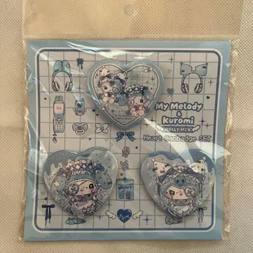 산리오 마이멜로디 x 쿠로미 도리믹스 하트 캔뱃지 세트