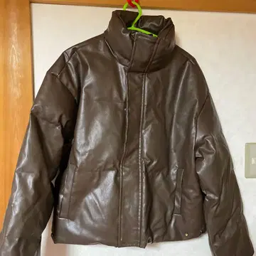 센 도쿄 브라운 가죽 자켓 퍼프 스타일