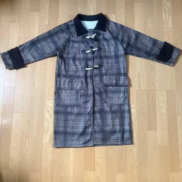 체크 무늬 롱 코트 그레이 계열