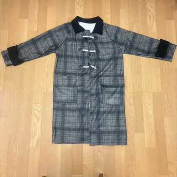 체크 무늬 롱 코트 그레이 계열