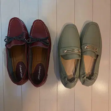 여성 신발 빨간색과 그린색 신발 세트