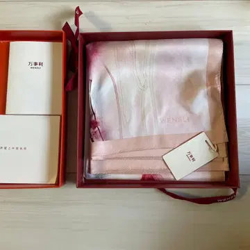 WENSLI 꽃무늬 실크 스카프 기프트 박스 포함