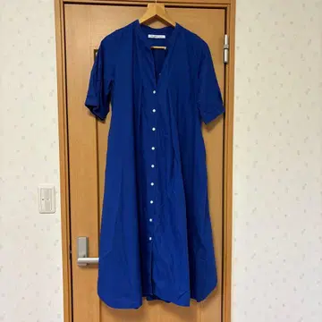 Sunny Clouds 반팔 셔츠 원피스 파랑