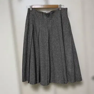 쿠미쿄쿠 트위드 플리츠 스커트 그레이
