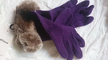 Pinky&Dianne 보라색 퍼 장갑