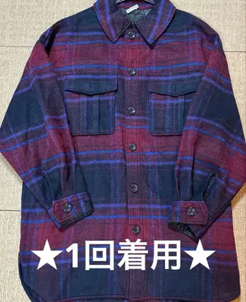 최저가 지나시스 JEANASIS 샤기 BIG 셔츠 코트 빨간색 체크