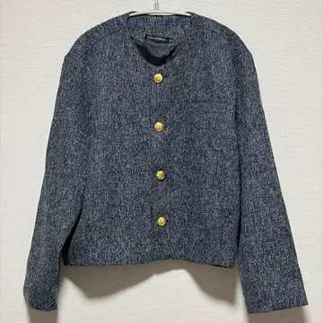 가르송 웨이브 한류 모드 스타일 트위드 노카라 자켓