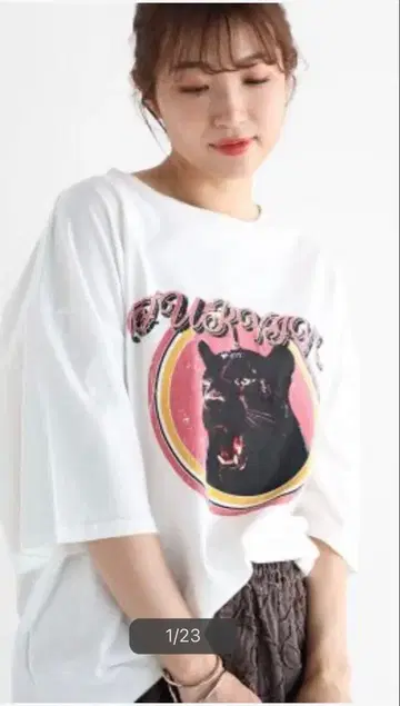 반 Vin JILKY 레오파드 프린트 T셔츠 (차콜 그레이)