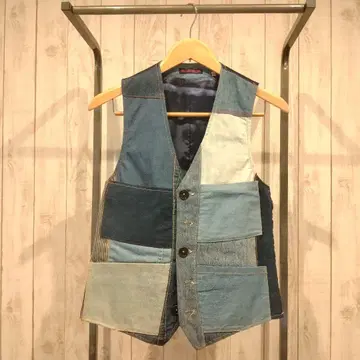 [ 새상품급 ] BLUEBLUE 패치워크 데님 베스트 M 사이즈