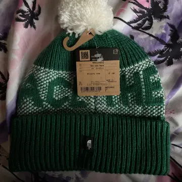 The North Face 그린 컬러 니트 모자 폼폼 포함