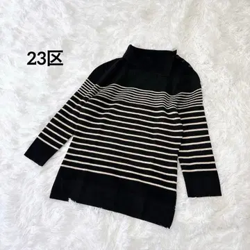 23구 울 100 보더 니트 38 블랙 아이보리