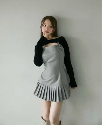 andmary Karen 니트 세트 미니 드레스