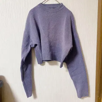Bershka [ USA XS ] 퍼플 보라색 크롭 니트 스웨터