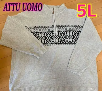 빅 사이즈 5L 남성용 하프 지퍼 스웨터 노르딕 패턴