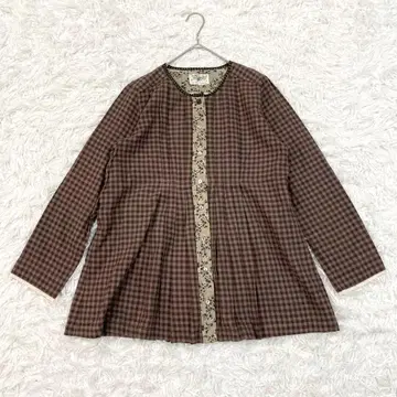 S.T.CLOSET FRABJOUS 체크 무늬 블라우스 브라운