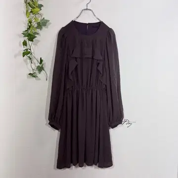 Sov. 소브 프릴 원피스 쉬폰 퍼플 페미닌 퍼프 슬리브