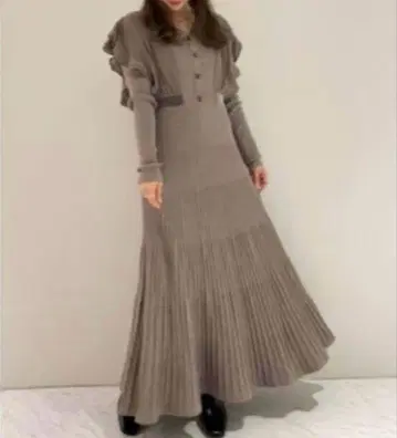 LILY BROWN 쉬폰 도킹 니트 원피스