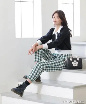 새상품 마리콴트 스트레이트 체크 패턴 팬츠