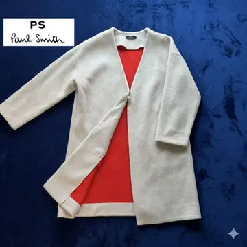 폴스미스 Paul smith 아이보리 오렌지 롱 코트 노카라
