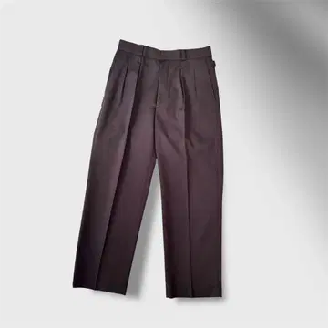 Thingless 사이드 조절 2 플리츠 슬랙스 팬츠 브라운