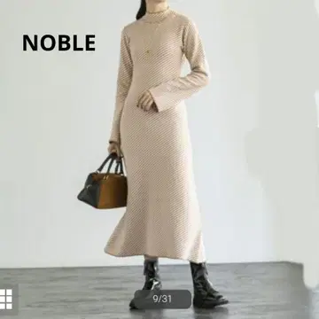 NOBLE 노블 밴드 카라 워셔블 니트 롱 맥시 원피스
