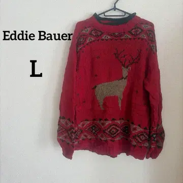 Eddie Bauer [ L ] 사슴 패턴 긴팔 캐주얼 니트 스웨터