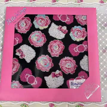 키티 50주년 셔닐 직조 손수건 산리오 퓨로랜드 한정판 키티 장미