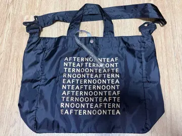 AFTERNOON TEA 골드 로고 에코백 블랙
