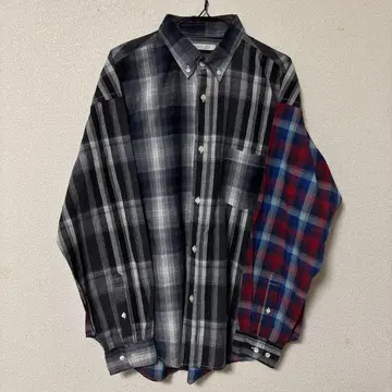 그레이와 빨간색 체크 무늬 버튼 다운 셔츠 M 사이즈