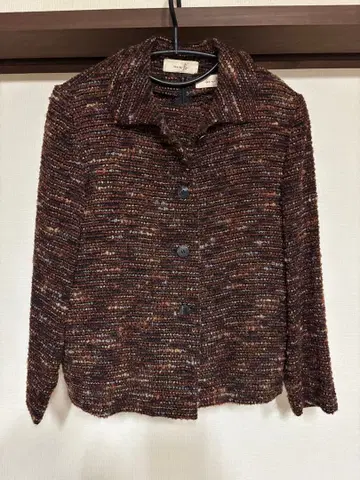 트위드풍 자켓 이너 세트 브라운 믹스 컬러