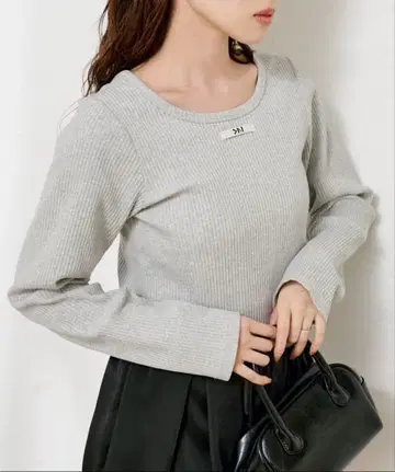 [ Kastane ] 리브 그레이 긴팔 상의